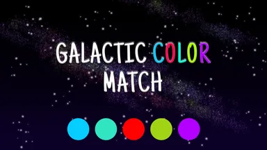 The Galactic Color Match title over a starfield and five colored circles
