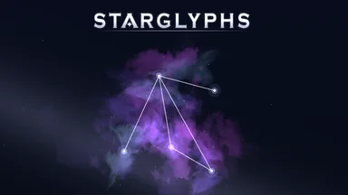 The Starglyphs logo above a glowing purple constellation